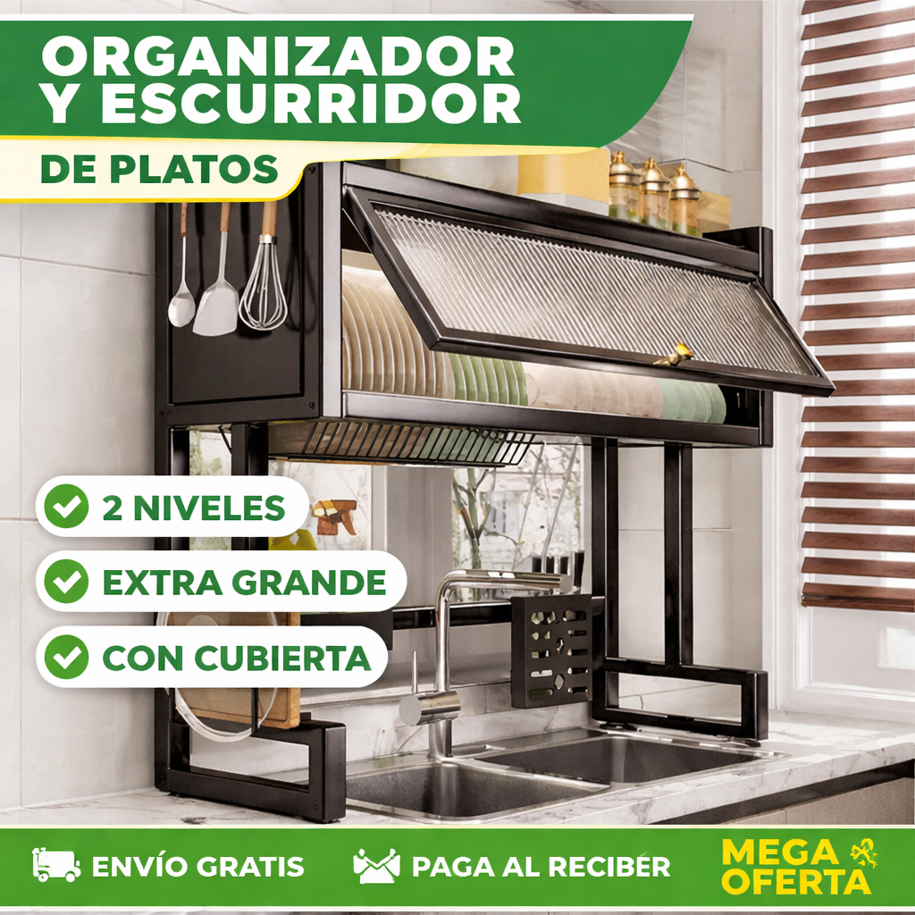 ESCURRIDOR DE LOZA CON TAPA