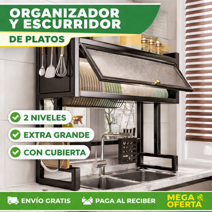 ESCURRIDOR DE LOZA CON TAPA